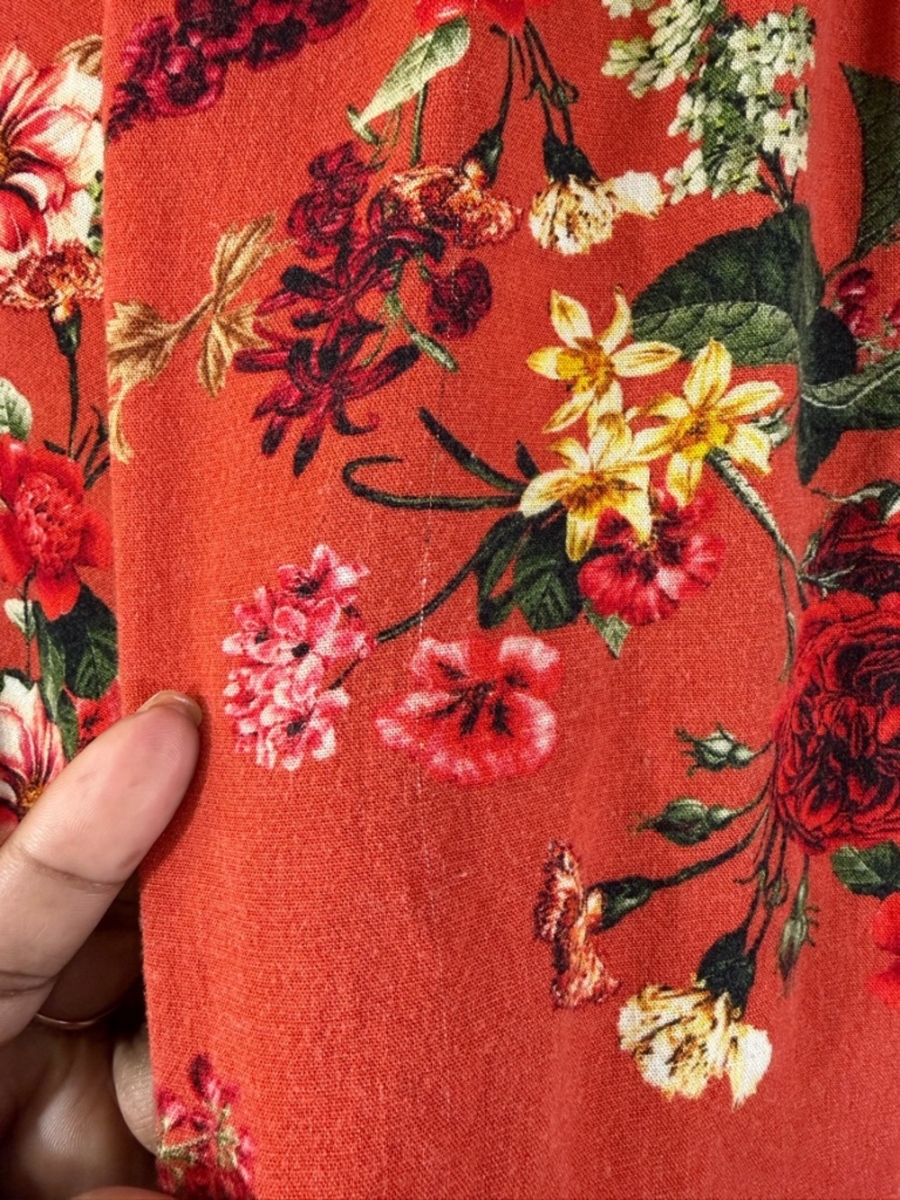Torrid Orange Red Floral Top Size 4X Short Sleeve Ruffle Flutter Sleeve Causal - Picture 5 of 10